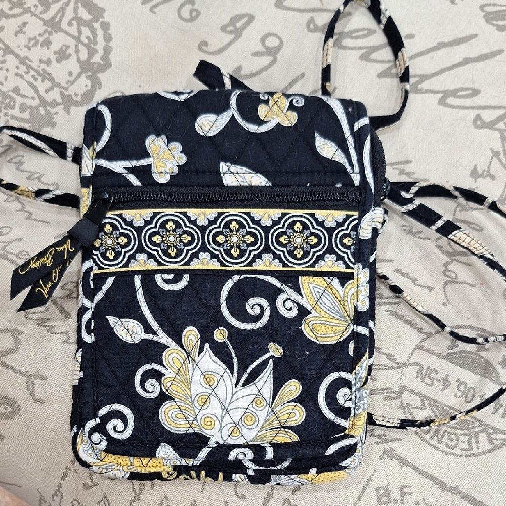 Vera Bradley Black and Yellow Floral Crossbody Bag